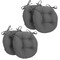 16-inch Solid Twill Round Tufted Chair Cushions (Set of 4) - Steel Grey